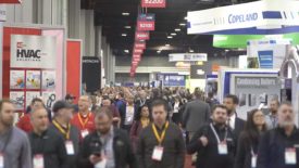 AHR Expo feature: Attendees inside event floor at 2023 AHR Expo in Atlanta.